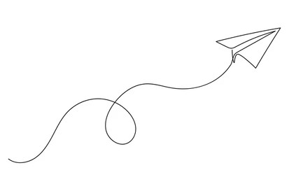 drawing of a paper airplane with a trail